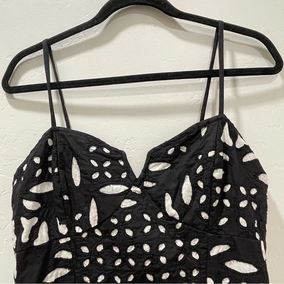 Saltwater Luxe Dottie Middi Dress High Slit Black White Sweetheart Women's Large - Picture 6 of 16